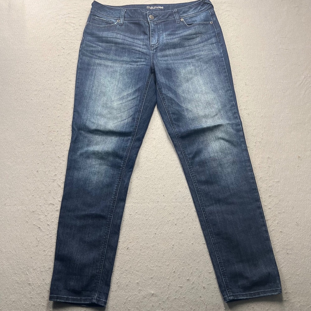 Maurices Womens Jeans Size 13/14 REG Dark Wash Straight Leg Stretch Denim 1382